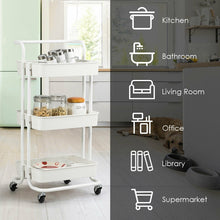 3-Tier Utility Cart, ABS Mesh Baskets, Storage Trolley with Brakes for Home and Office 16.5"x14"x34" - product view 2