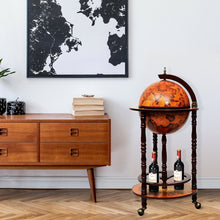 17" Wood Globe Wine Bar Stand 16th Century Italian Rack Liquor Bottle Shelf with Wheels - product view 5