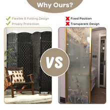 6 Panel 6 Ft Tall Room Divider, Freestanding Wood Partition Room Dividers (Black/Brown) - product view 5