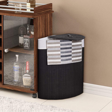Corner Laundry Hamper with Lid, Bamboo Laundry Basket with Removable Liner and Handle - product view 5