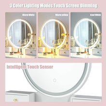 Vanity Set with Touch Screen Dimming Mirror, 3 Color Lighting Modes - product view 5