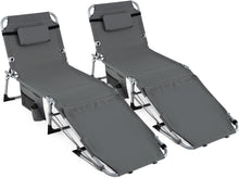 Tanning Chair with Face Arm Holes w/4-Level Backrest & Head Pillow for Pool Beach
