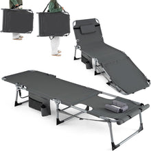 Tanning Chair with Face Arm Holes w/4-Level Backrest & Head Pillow for Pool Beach