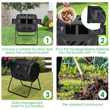 43 Gallon Composting Tumbler, Dual Chamber High Volume Compost with 2 Sliding Doors - product view 8