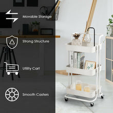 3-Tier Utility Cart, ABS Mesh Baskets, Storage Trolley with Brakes for Home and Office 16.5"x14"x34" - product view 3