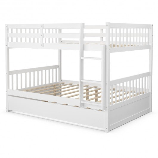 Full Over Full Bunk Bed with Trundle Guardrails and Ladder - product view 1