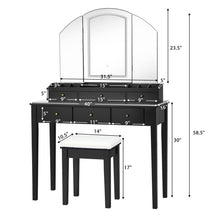 CHARMAID Large Vanity Set with Tri-Folding Lighted Mirror, 3 Color Lighting Modes, 6 Drawers, 12 Storage - product view 7