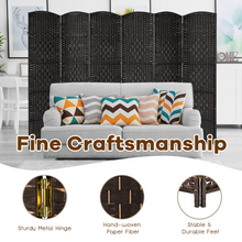 6 Panel 6 Ft Tall Room Divider, Freestanding Wood Partition Room Dividers (Black/Brown) - product view 6