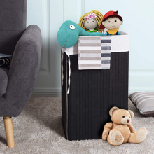 Corner Laundry Hamper with Lid, Bamboo Laundry Basket with Removable Liner and Handle - product view 6