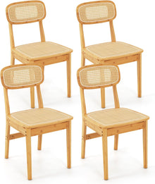 Rattan Dining Chairs Set of 2, Boho Cane Kitchen Chairs, Max Load 300 Lbs