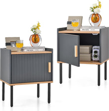 Nightstand with Storage, Bedside Table with Single Door Cabinet, Small Space, Gray