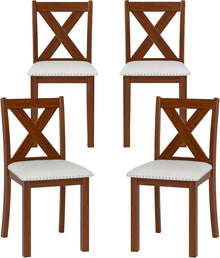 Wooden Dining Chair Set of 2/4 with Padded Seat and Curved Back