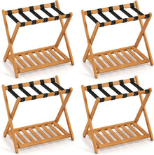 Luggage Rack Set of 2 or 4 Folding Acacia Wooden Suitcase Stand