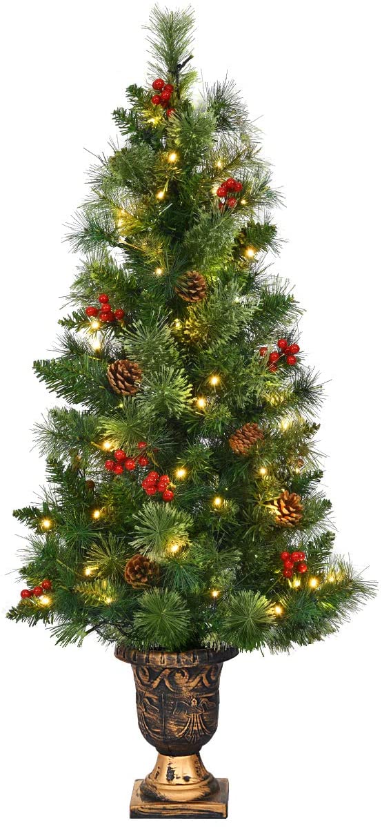 4 FT Christmas Tree Pre-Lit Tabletop Artificial Entrance Tree with 60 Led Lights - product view 1