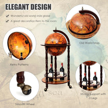 17" Wood Globe Wine Bar Stand 16th Century Italian Rack Liquor Bottle Shelf with Wheels - product view 7