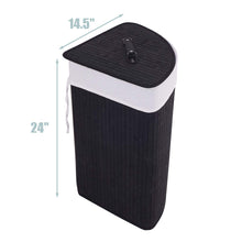 Corner Laundry Hamper with Lid, Bamboo Laundry Basket with Removable Liner and Handle - product view 7