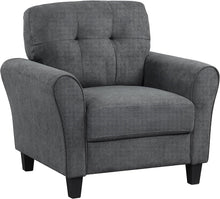 Modern Mid-Century Accent Chair - Linen Living Room Chair with Tufted Back, Grey