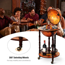 17" Wood Globe Wine Bar Stand 16th Century Italian Rack Liquor Bottle Shelf with Wheels - product view 8