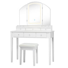 CHARMAID Large Vanity Set with Tri-Folding Lighted Mirror, 3 Color Lighting Modes, 6 Drawers, 12 Storage Compartments