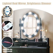 Makeup Dressing Table w/Lighted Oval Mirror and Touch Switch - product view 5