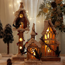 Creative Wooden Christmas Houses Village Ornaments Decoration with Lights - product view 3