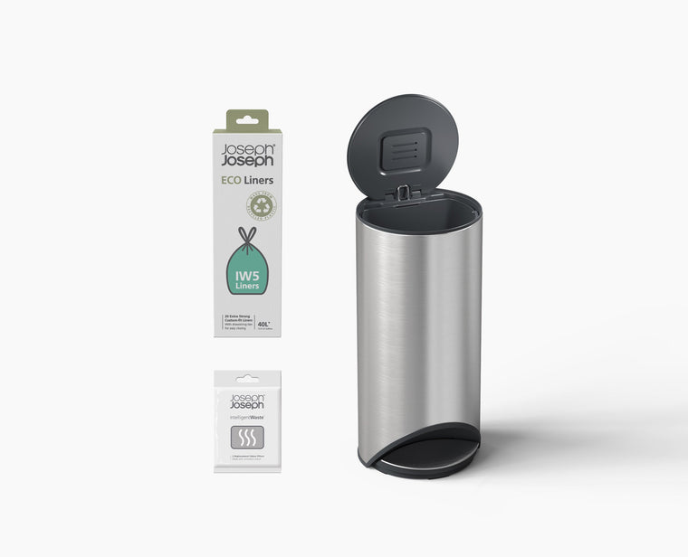 Arc™ 30L Easy-push Stainless-steel Pedal Trash Can Starter Set - product view 1