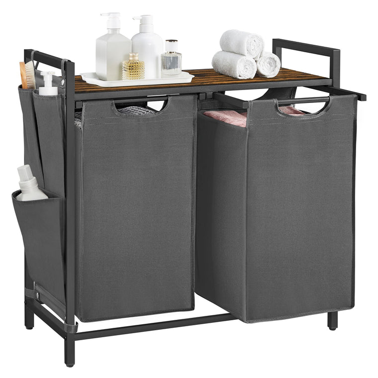 Laundry Hamper with Shelf and Pull Out Bags - product view 1