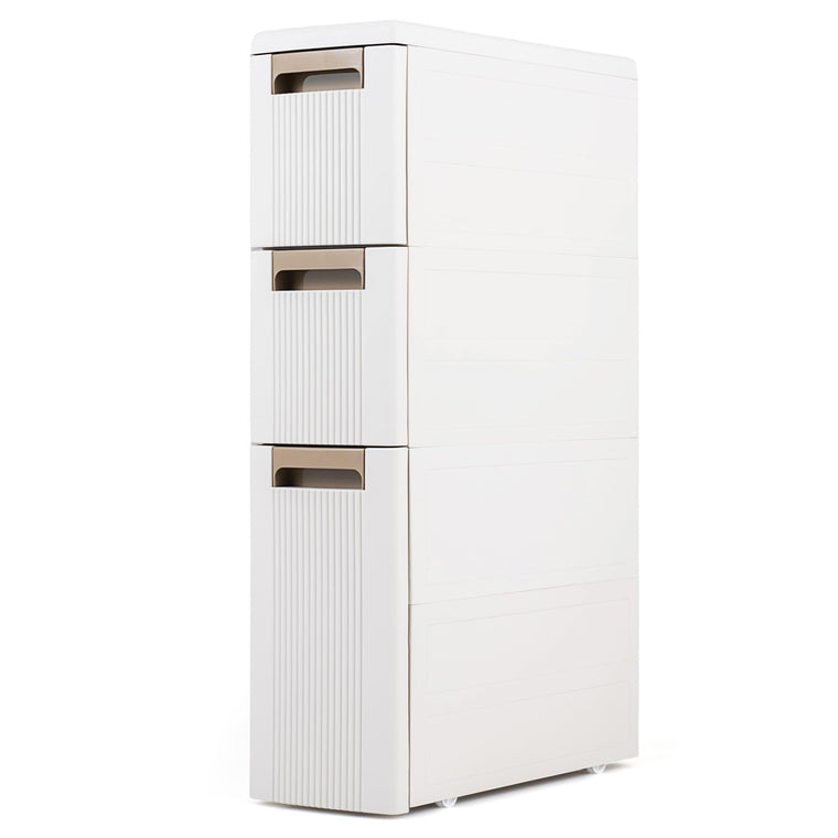 3/4-Tier Narrow Storage Cabinet with Wheels for Small Spaces Bathroom Kitchen - product view 1