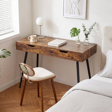 Mid-Century Desk with 2 Drawers, 43.5" Writing Study Desk with Solid Rubber Wood Legs - product view 8