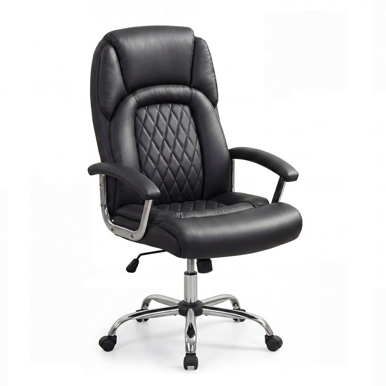 Ergonomic Leather Office Chair – Adjustable Swivel Executive Desk Chair with Armrests & Rocking Backrest - product view 1