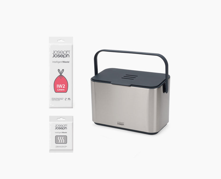 Collect™ 4L Stainless-steel Food Waste Caddy Starter Set - product view 1