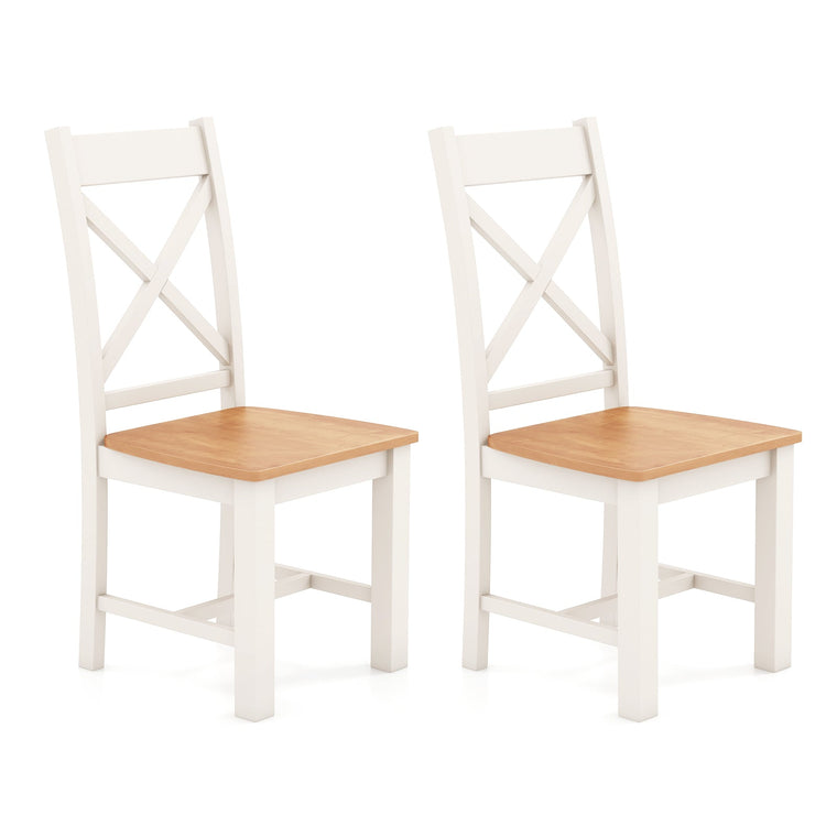 Wooden Dining Chairs Set, Farmhouse Kitchen Chairs with High Cross Back, Rubber Wood Frame - product view 1