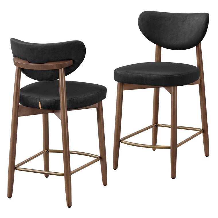 Upholstered wooden bar stool with back for kitchen island - product view 1