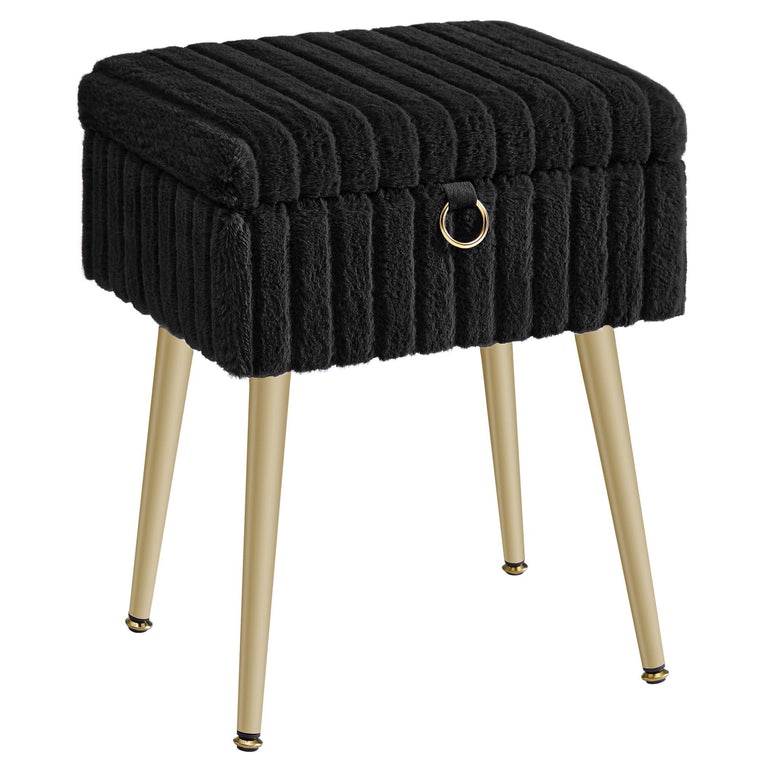 Vanity Stool Chair Faux Fur with Storage - product view 1