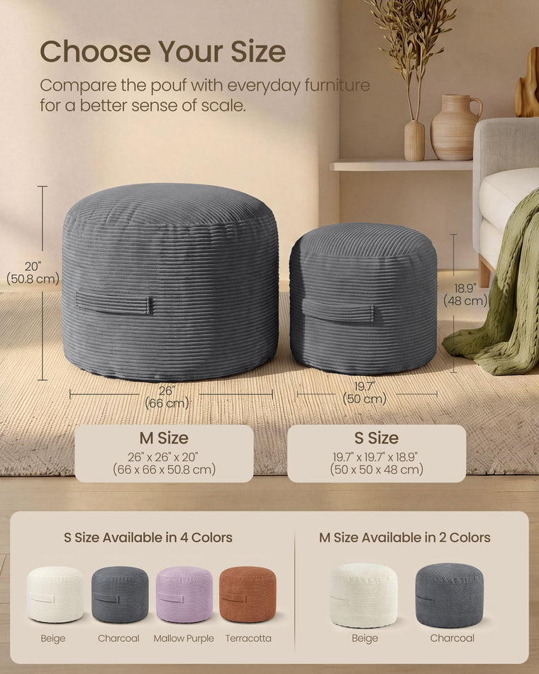 Round Pouf Ottoman, Memory Foam Footrest - product view 1