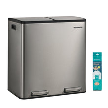 Double compartment stainless steel trash can for recycling - product view 3