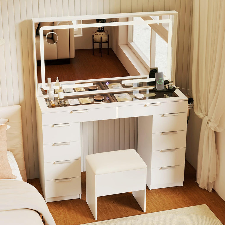 CHARMAID 46'' Vanity Desk with Lighted Mirror - product view 1