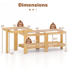 Nesting Coffee Table Set of 2 with Tempered Glass Top & Solid Rubber Wood Frame - product view 2