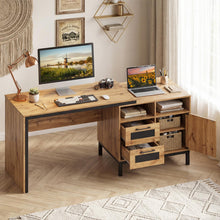 71" Farmhouse Executive Desk with Open Compartments Storage Drawers & Single-Door Cabinet - product view 2