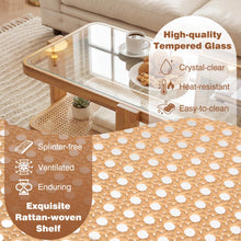 Nesting Coffee Table Set of 2 with Tempered Glass Top & Solid Rubber Wood Frame - product view 4