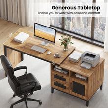 71" Farmhouse Executive Desk with Open Compartments Storage Drawers & Single-Door Cabinet - product view 4