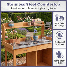 Garden Potting Bench Table with Stainless Steel Tabletop for Yard Porch Lawn - product view 5