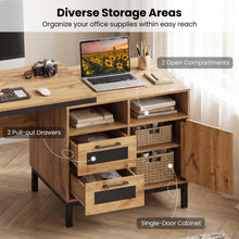 71" Farmhouse Executive Desk with Open Compartments Storage Drawers & Single-Door Cabinet - product view 5