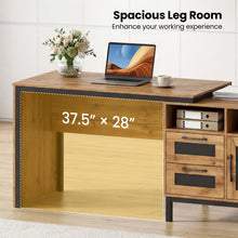 71" Farmhouse Executive Desk with Open Compartments Storage Drawers & Single-Door Cabinet - product view 6
