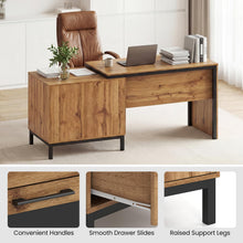 71" Farmhouse Executive Desk with Open Compartments Storage Drawers & Single-Door Cabinet - product view 7
