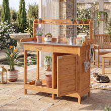 Garden Potting Bench Table with Stainless Steel Tabletop for Yard Porch Lawn - product view 8