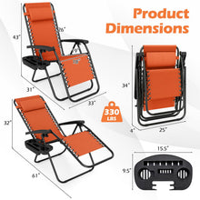 Zero Gravity Chair with Adjustable Backrest & Pillow, Cup Holder Tray - product view 3