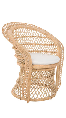 Peacock Rattan Dining Armchair or Lounge Chair, Natural - product view 1