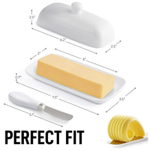 Porcelain Butter Dish With Lid & Knife - product view 3
