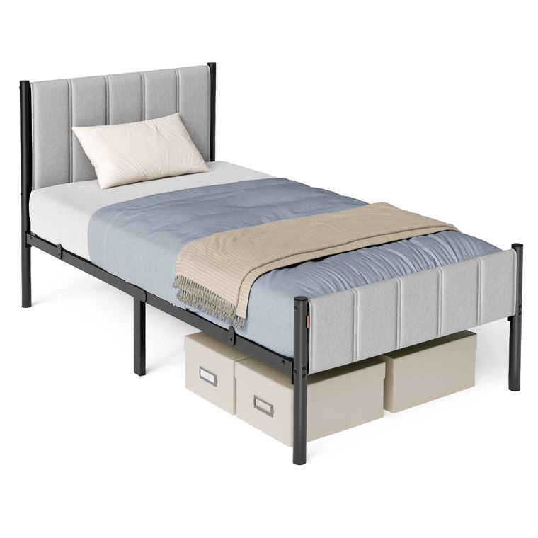 Upholstered metal bed frame with headboard and footboard - product view 1